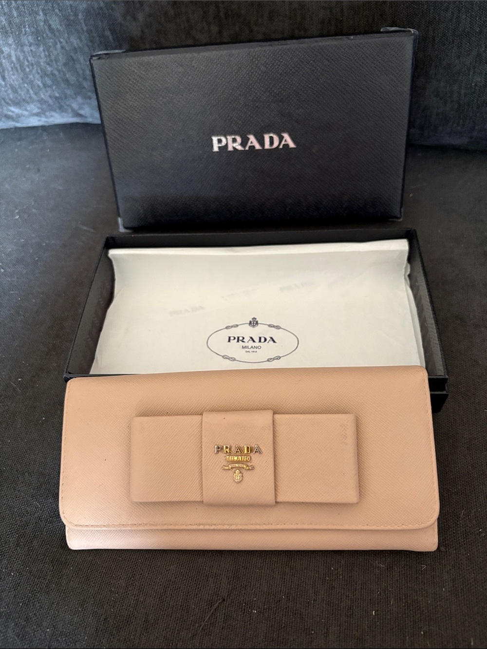 Prada Pink Bow-Front Saffiano Leather Wallet